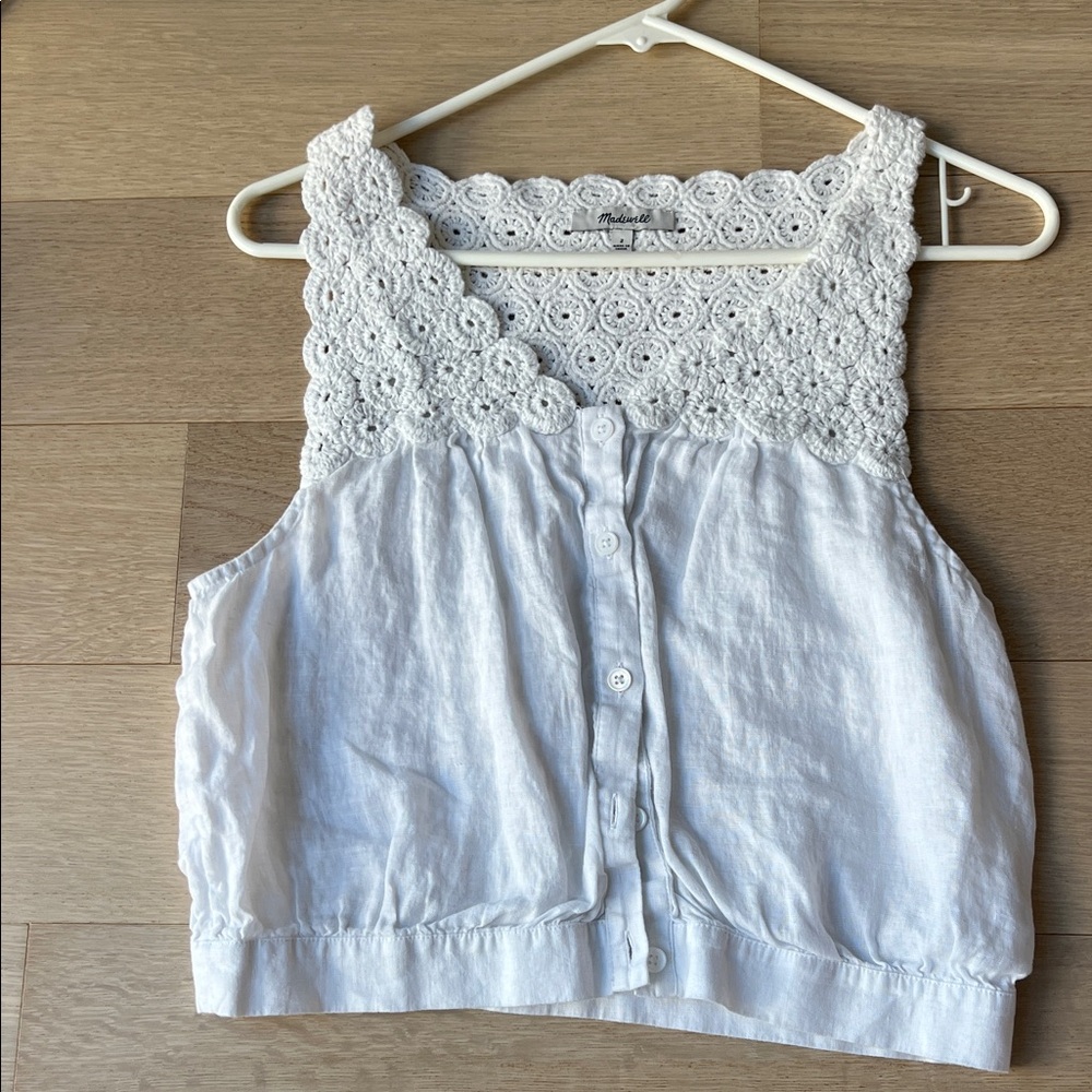 Madewell White Crochet Tank Top- brand new!